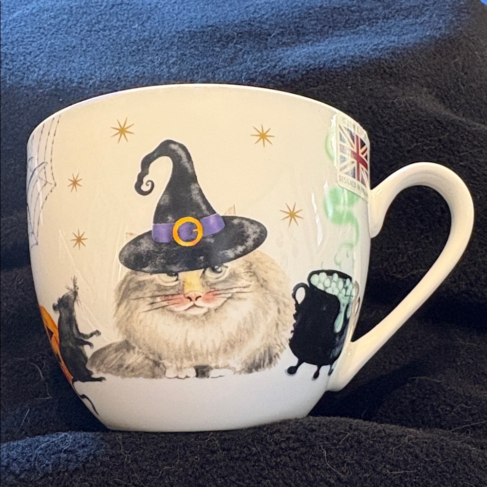 NEW Harvest Green Studio Halloween Witchy Cat Mug